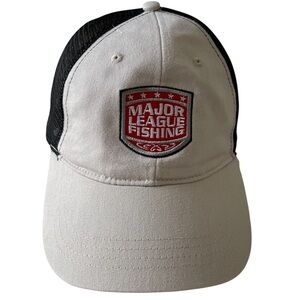 Major League Fishing MLF Tan and Black Hat Adjustable Snap Back EUC